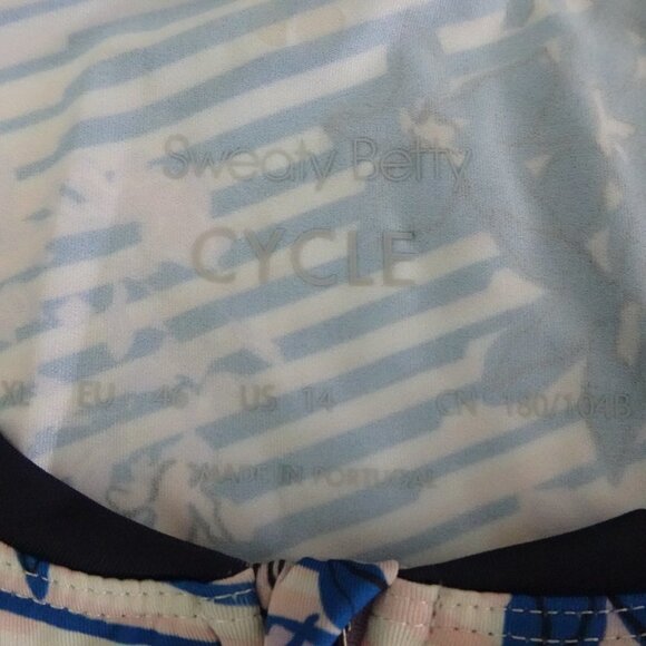 Sweaty Betty Biking Jersey Women's Size XL Blue Floral Cycling Short Sleeve - Picture 8 of 9